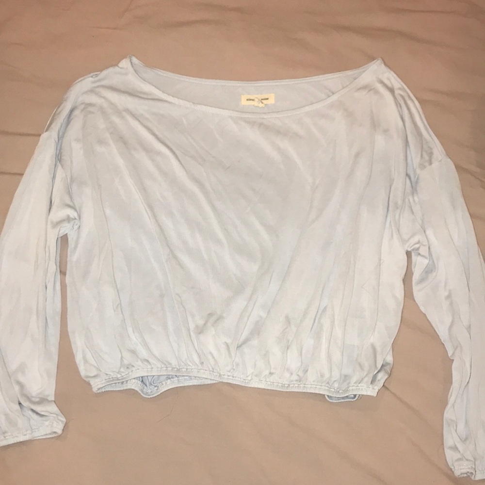 UO WIDE NECK CROP TOP BABY BLUE